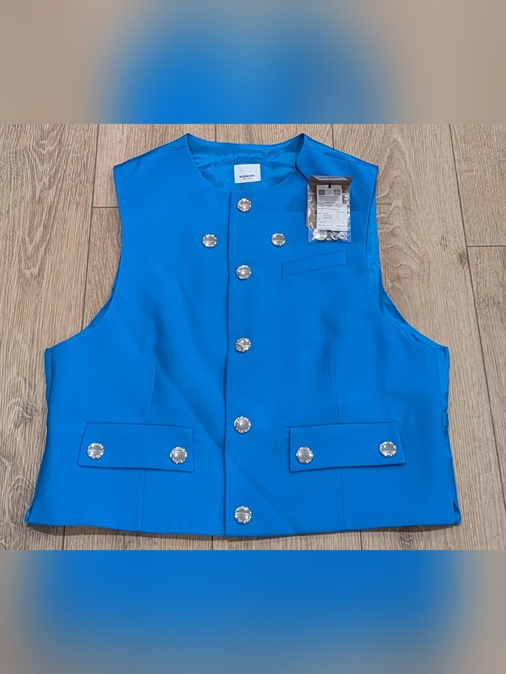 $1650 Mens BURBERRY Wool Waistcoat Vest Formalwear Vivid Blue 50 US 40